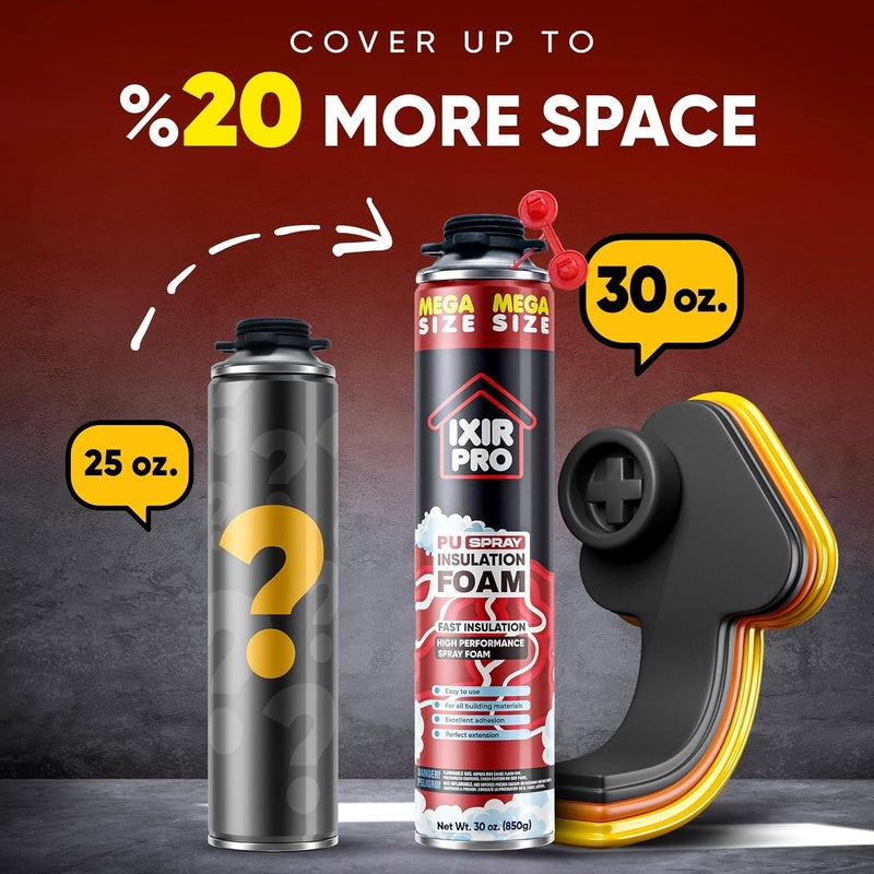 ixirpro Spray Foam Insulation Can (3 x 30 oz. / 850 g) Expanding Sealant, Mega Size Closed Cell Spray Foam Insulation, High Density, Walls Ceiling Windows Doors - Image 3